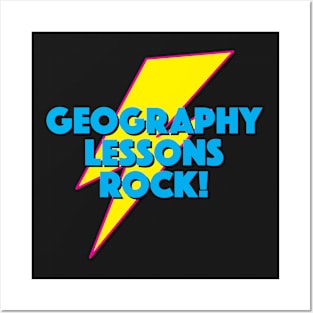 GEOGRAPHY LESSONS ROCK! LIGHTNING LOGO SLOGAN FOR TEACHERS, LECTURERS ETC. Posters and Art